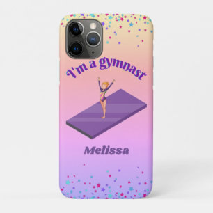 I'm A Gymnast - Girl w/ Leotard on Purple Gym Mat  iPhone 11 Pro Case