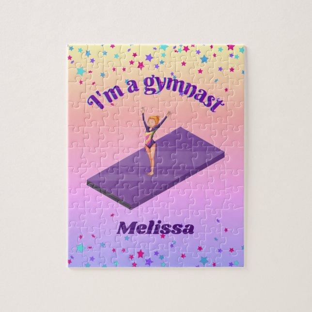 I'm A Gymnast - Girl w/ Leotard on Purple Gym Mat  Jigsaw Puzzle (Vertical)