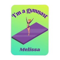 I'm A Gymnast - Girl w/ Leotard on Purple Gym Mat 