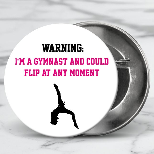 I'm a Gymnast Magenta Gymnastics Fun Quote Flip 6 Cm Round Badge (Creator Uploaded)