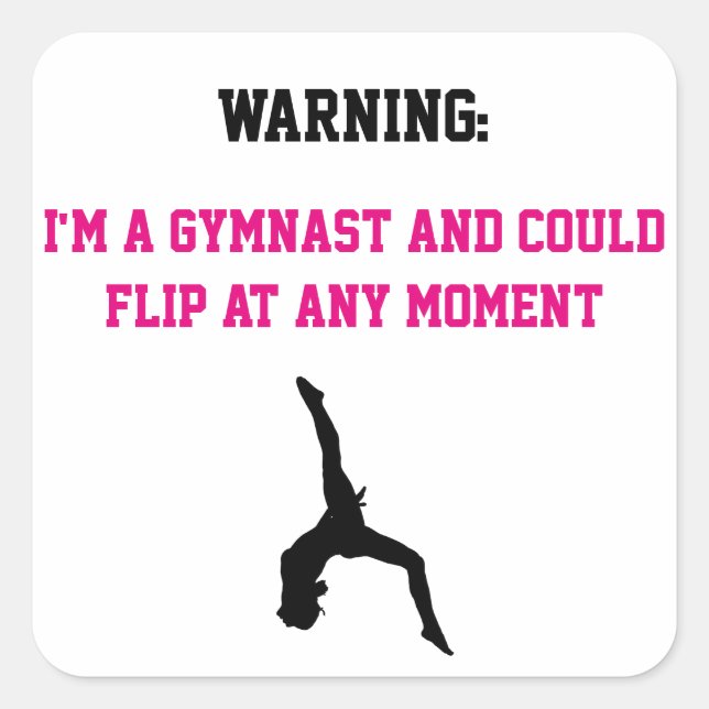 I'm a Gymnast Magenta Gymnastics Fun Quote Flip Square Sticker (Front)