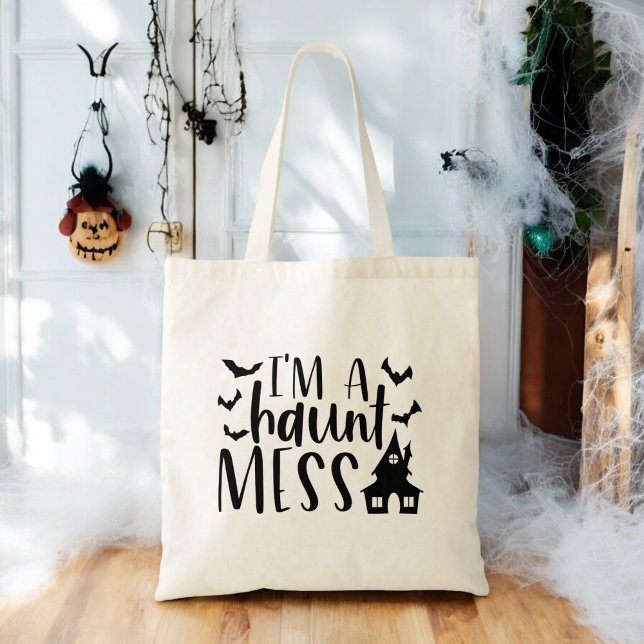 I'm a Haunt Mess Funny Womens Halloween Tote Bag (Creator Uploaded)