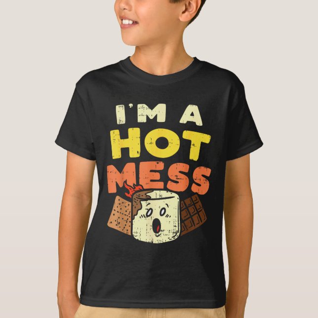 Im A Hot Mess Marshmallow Smores Summer Campfire C T-Shirt (Front)