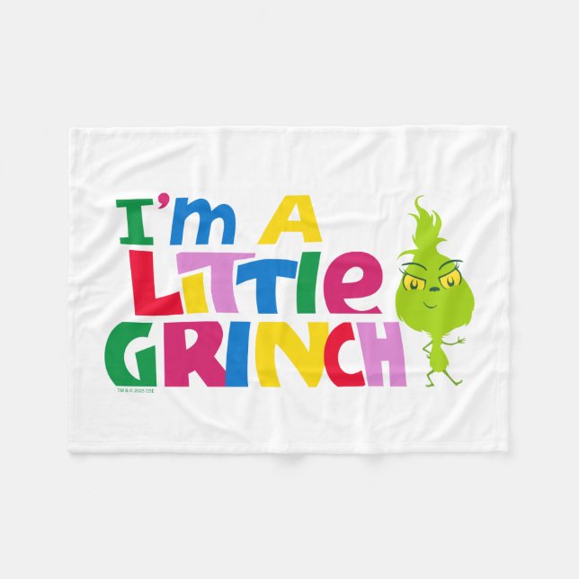 I'm a Little Grinch Colorful Graphic Fleece Blanket (Front (Horizontal))