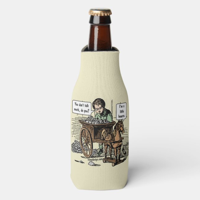 I'm a Little Hoarse! Horse Pun Bottle Cooler (Bottle Front)