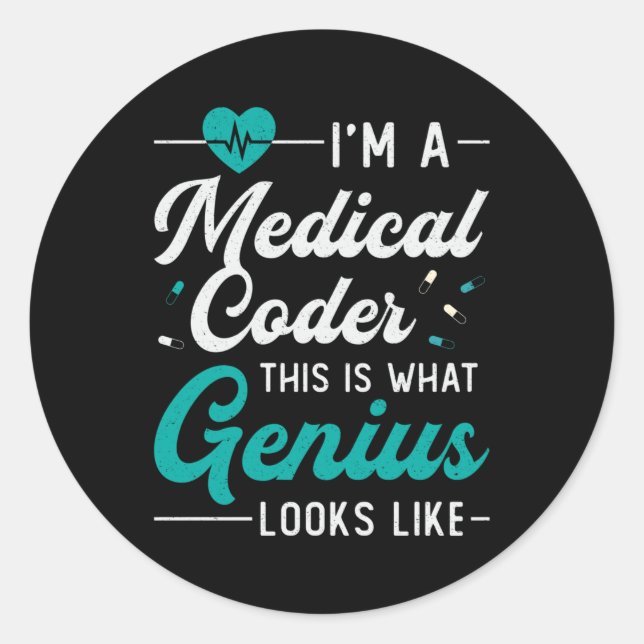 I'm A Medical Coder Coding ICD Retro Programmer Classic Round Sticker (Front)
