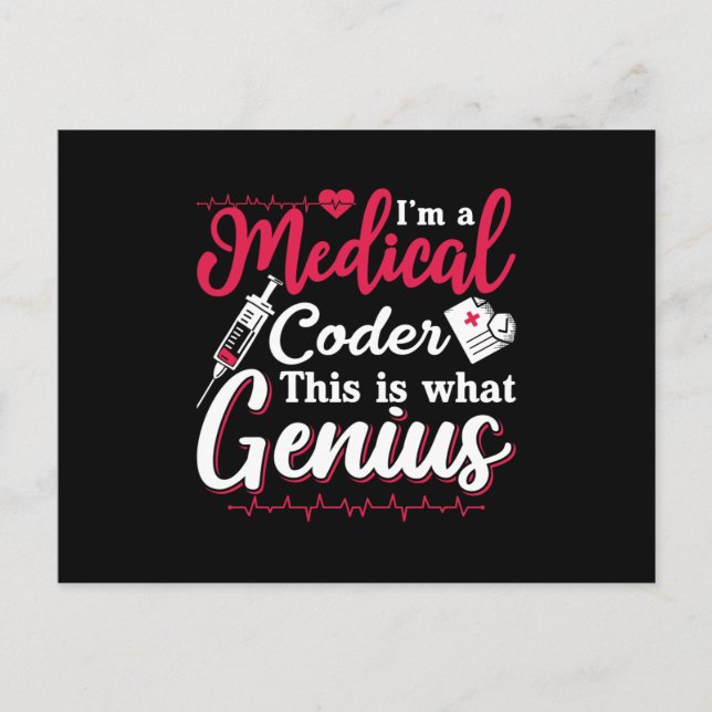 I'm A Medical Coder This Genius Coding Programmer Postcard (Front)