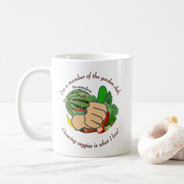 Im a member of the garden club I love veggies  Coffee Mug (With Donut)