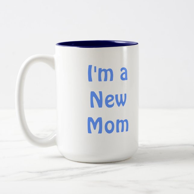 I'm a New Mum. Blue. Two-Tone Coffee Mug (Left)
