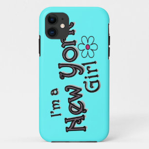 I'm a New York Girl, Flower, Blue iPhone Cover