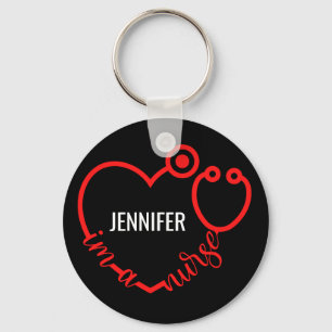 I'm A Nurse Stethoscope Heart Custom Gift Birthday Key Ring