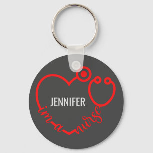 I'm A Nurse Stethoscope Heart Custom Gift Birthday Key Ring