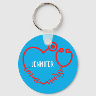 I'm A Nurse Stethoscope Heart Custom Gift Birthday Key Ring
