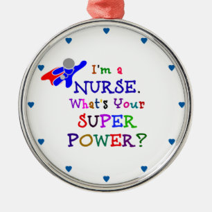 "I'm a Nurse. What's Your Superpower?" Metal Tree Decoration
