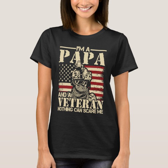 I'm A Papa And A Veteran Patriotic USA American Fl T-Shirt (Front)