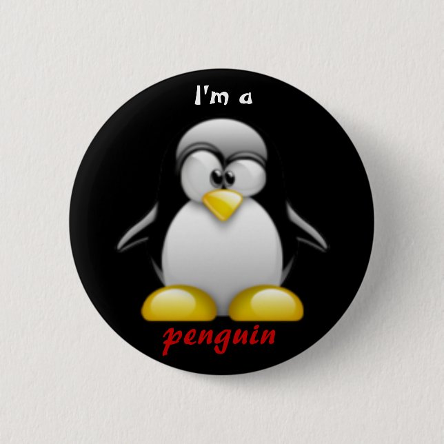 I'm a penguin 6 cm round badge (Front)