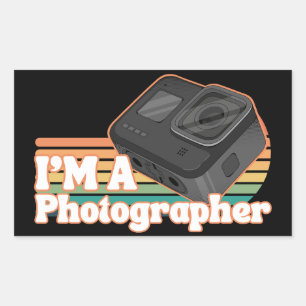 I'm a photographer, vintage colourful photographer rectangular sticker