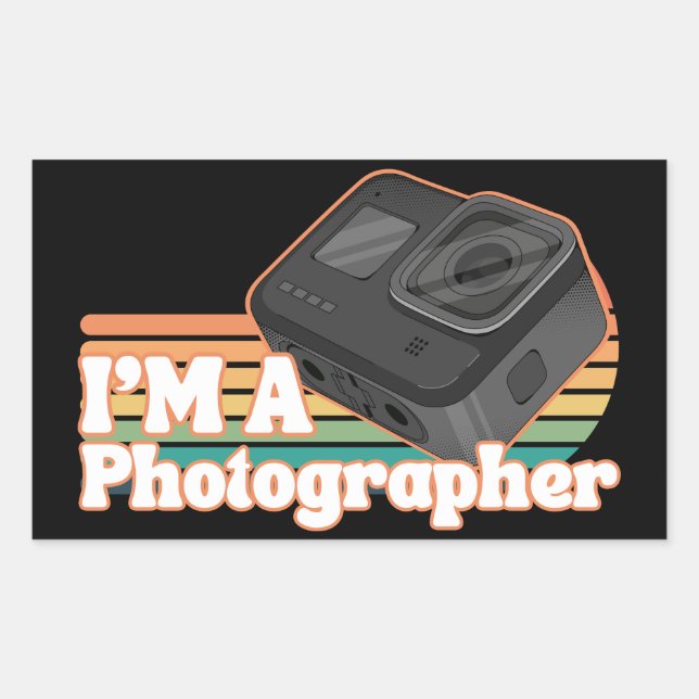 I'm a photographer, vintage colourful photographer rectangular sticker (Front)