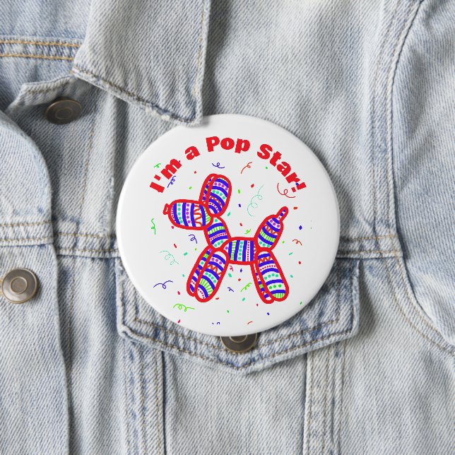 "I'm a Pop Star" Balloon Dog Party Button (In Situ)