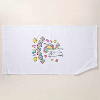 I'm A Popstar Happy Singing Unicorn Popstar T-Shir Beach Towel