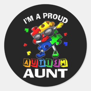 I'm A Proud Autism Aunt Autism Awareness Dabbing P Classic Round Sticker
