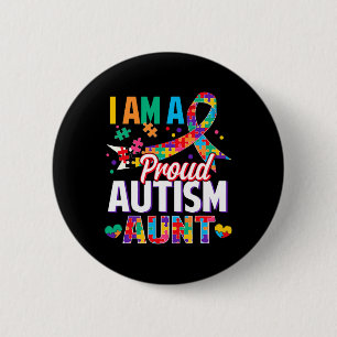 I'm A Proud Autism Aunt Autism Awareness Puzzle Pi 6 Cm Round Badge