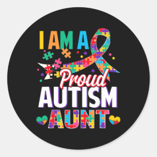 I'm A Proud Autism Aunt Autism Awareness Puzzle Pi Classic Round Sticker