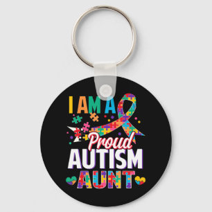 I'm a Proud Autism Aunt Autism Awareness Puzzle Pi Key Ring