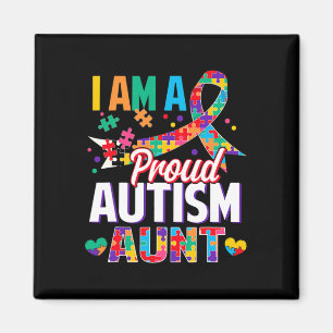 I'm A Proud Autism Aunt Autism Awareness Puzzle Pi Magnet