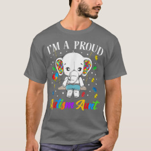 Im A Proud Autism Aunt Cute Elephant Puzzle Piece  T-Shirt
