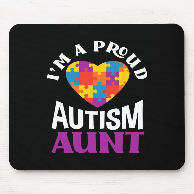I'm A Proud Autism Aunt Puzzle Heart Autism Awaren Mouse Mat (Front)