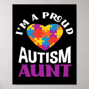 I'm A Proud Autism Aunt Puzzle Heart Autism Awaren Poster