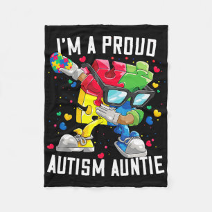 I'm A Proud Autism Auntie Autism Awareness Dabbing Fleece Blanket