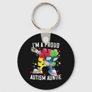 I'm A Proud Autism Auntie Autism Awareness Dabbing Key Ring