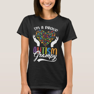 I'm A Proud Autism Grampy Autism Puzzle Heart Awar T-Shirt