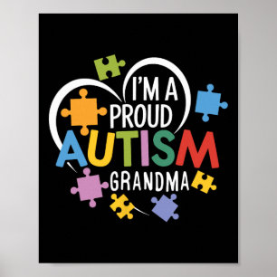 I'm A Proud Autism Grandma Awareness Love Heart Pu Poster
