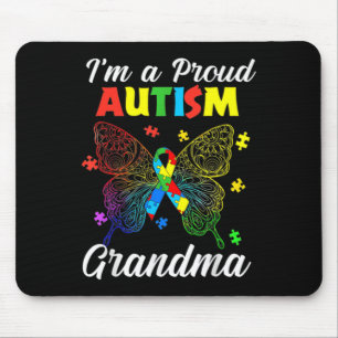 I'm A Proud Autism Grandma Puzzle Ribbon Butterfly Mouse Mat