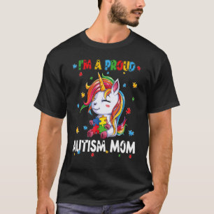 I'm A Proud Autism Mum Awareness Puzzle Unicorn Su T-Shirt