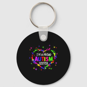 I'm A Proud Autism Sister Women Girls Autism Aware Key Ring