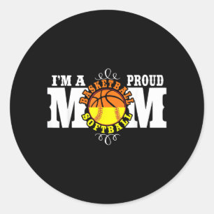 Im A Proud Basball Softball Mum - Combined Sports Classic Round Sticker