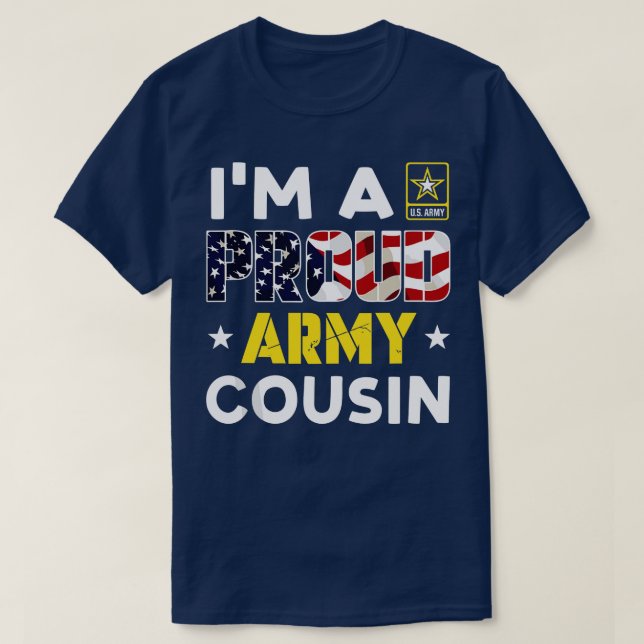 Im a Proud COUSIN USA American Flag Family Solider T-Shirt (Design Front)