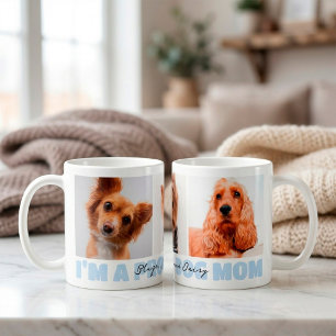 I'm a Proud Dog Mum Custom 3 Photo Collage Blue Coffee Mug