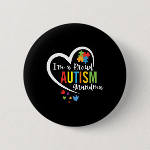 I'm A Proud Grandma Love Heart Autism Awareness Pu 6 Cm Round Badge