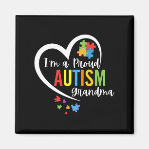 I'm A Proud Grandma Love Heart Autism Awareness Pu Magnet