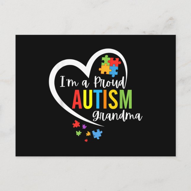 I'm A Proud Grandma Love Heart Autism Awareness Pu Postcard (Front)