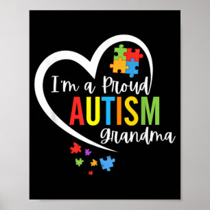I'm A Proud Grandma Love Heart Autism Awareness Pu Poster