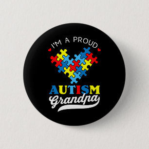 I'm A Proud Grandpa Autism Awareness Heart Autisti 6 Cm Round Badge