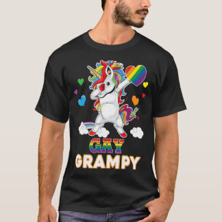 I'm A Proud Lgbt Gay Grampy Pride Dabbing Unicorn  T-Shirt
