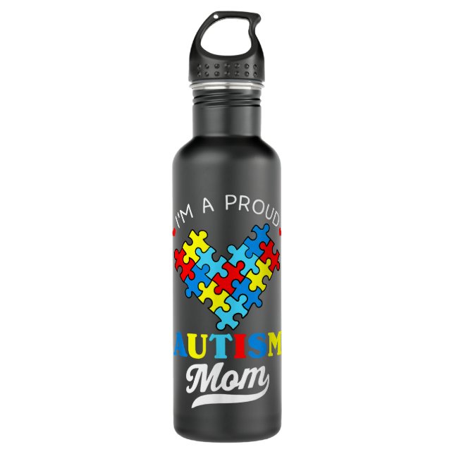 I'm A Proud Mum Autism Awareness Autistic Heart So 710 Ml Water Bottle (Front)