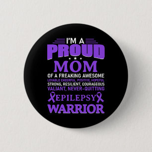 I'm A Proud Mum Epilepsy Awareness Purple Ribbon W 6 Cm Round Badge
